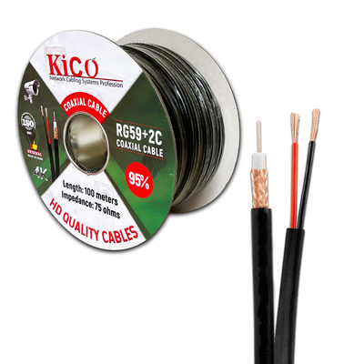 KICO OEM برند RG59 + 2C کابل RG59 کابل هم محوری برای دوربین مدار بسته و ویدیو